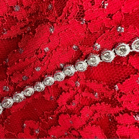 Speechless Girls Plus Size 20.5 Red Party Dress Rhinestone Sleeveless Tie XXL - Picture 5 of 7